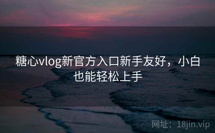 糖心vlog新官方入口新手友好,小白也能轻松上手